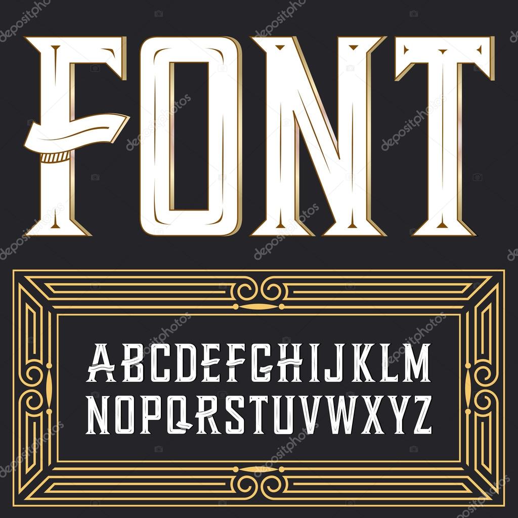 Vector label font with ornament