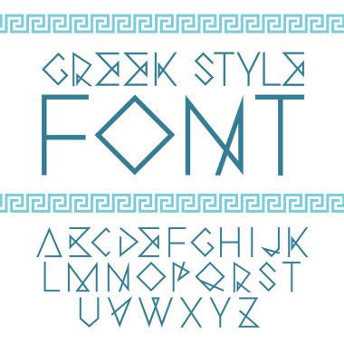 Vector linear font. Greek style with ornament   clipart