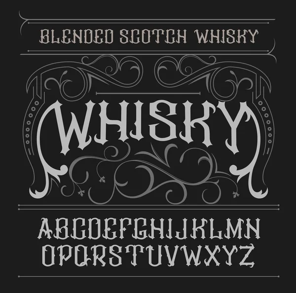 Vector vintage label font. Estilo Whisky . Ilustraciones De Stock Sin Royalties Gratis