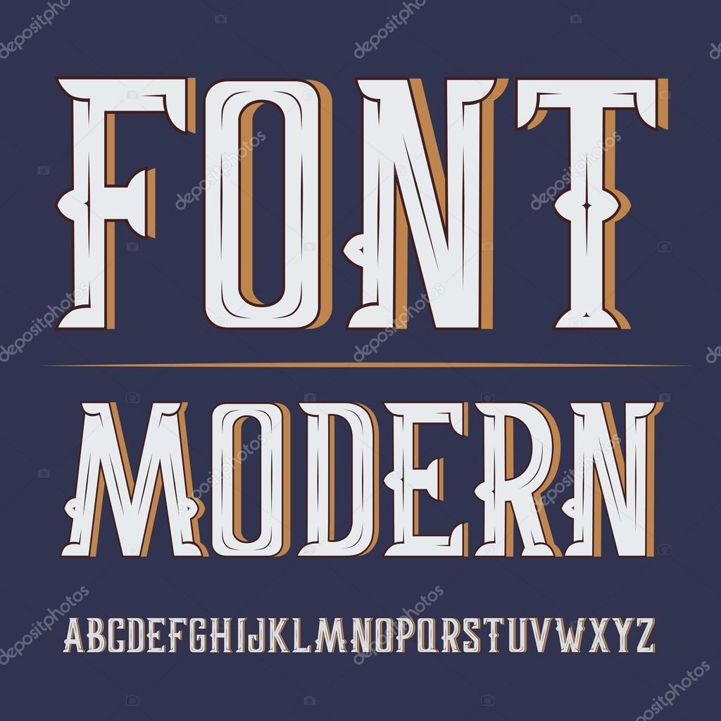 Vector handy crafted modern label font. On dark background