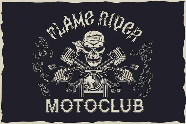 Flame rider design emblème motoclub — Image vectorielle