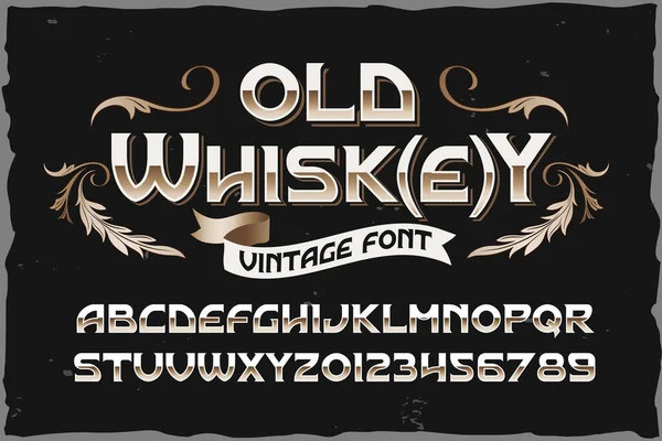 Alter Whiskey. Schriftart für Vektor-Etiketten — Stockvektor