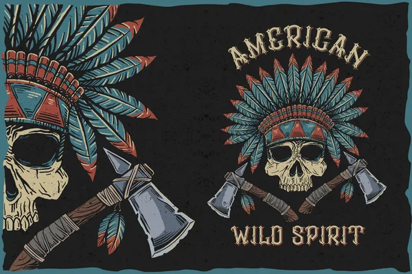 American wild spirit - tshirt vettoriale illustrazione Illustrazione Stock