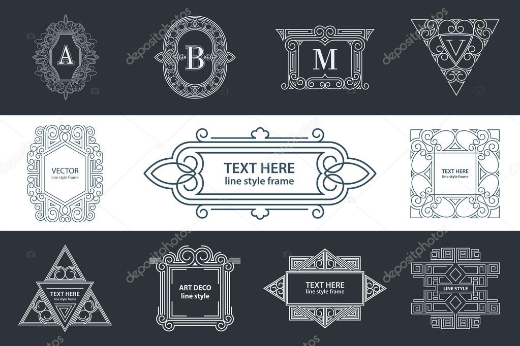 Set Luxury Logos template flourishes calligraphic line