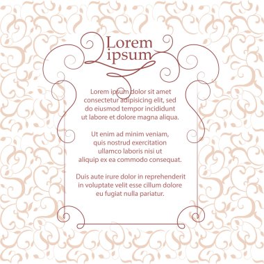 Kenarlık ve klasik desen. Tebrik kartları, Davetiyeler, menüler, etiketleri için şablon.