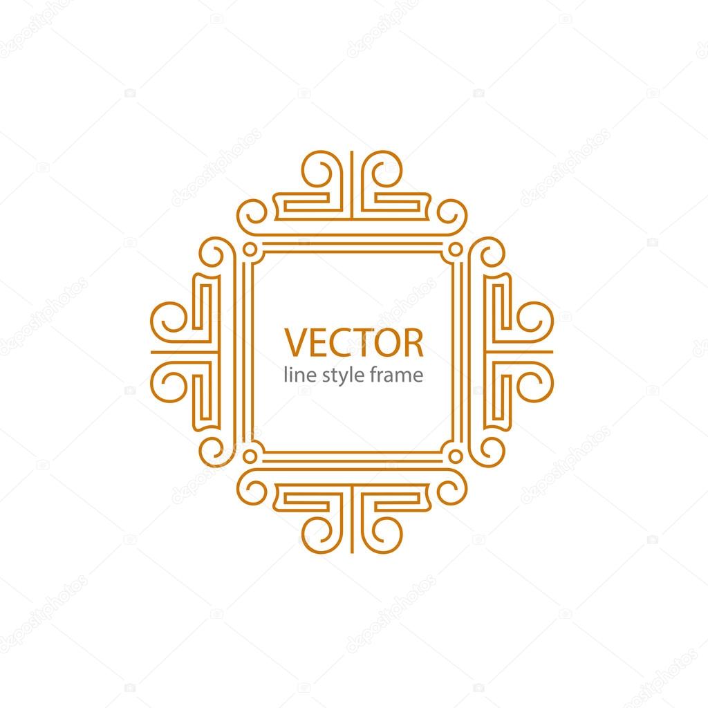 Vector geometric linear style frame - art deco text decoration. Decoration for alcohol production.