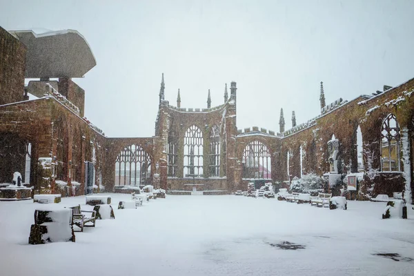 Coventry Reino Unido Diciembre 2017 Ciudad Coventry Bajo Nieve Lugar —  Fotos de Stock