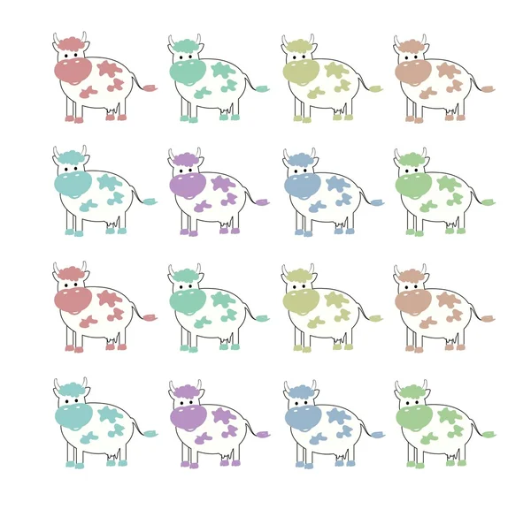 Toy cow, set, vector illustration — Stock Vector