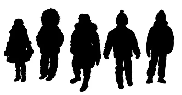 Silhouetten van kinderen — Stockvector