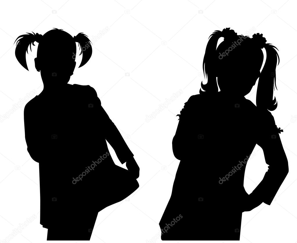 silhouette girls on white background