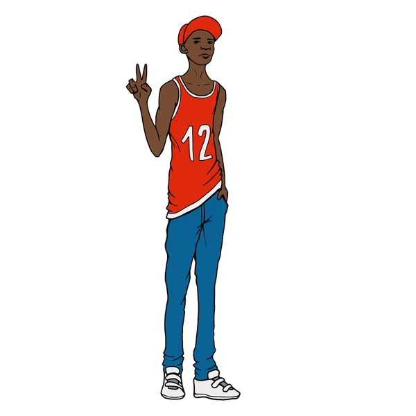 Black guy. Street art style vector illustration — Stock Vector