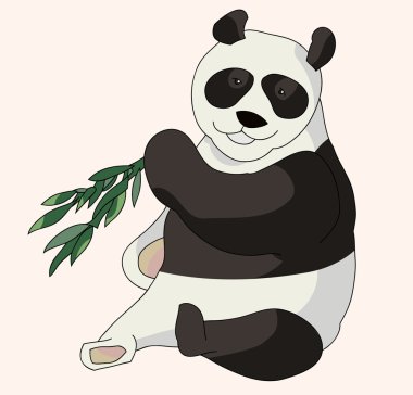 Bir panda bir bambu bitki beslenme