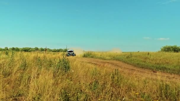 Slow Motion Buggy Car Driving Fast Cross Country Road Fast — Stock Video