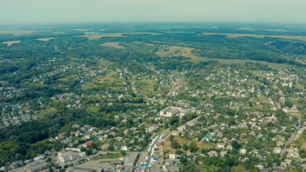 Дрони Літають Над Приватними Будинками Маленькому Містечку Новгород Северський Україна — стокове відео