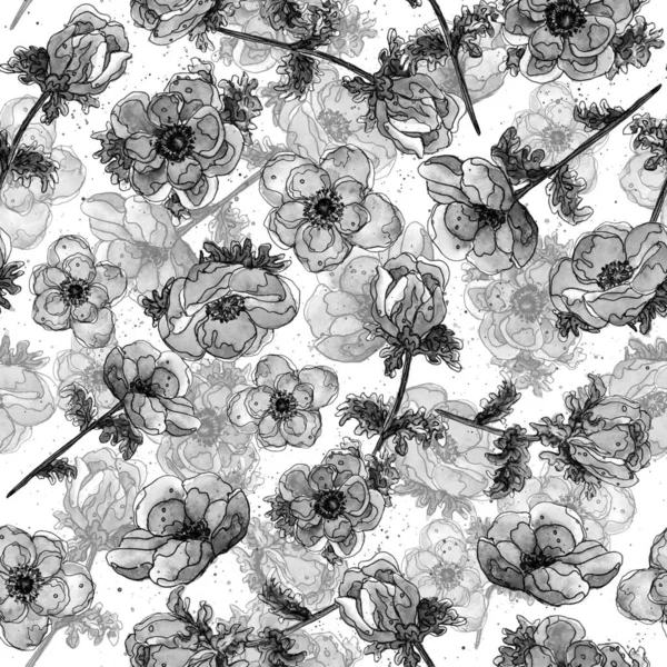 Florales Aquarell Mit Nahtlosem Muster Skizzenstil — Stockfoto