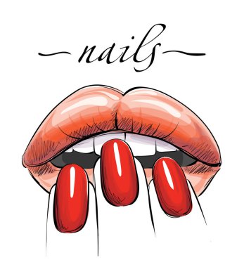 Çizim biçiminde çivi ve dudaklı vektör çizimi