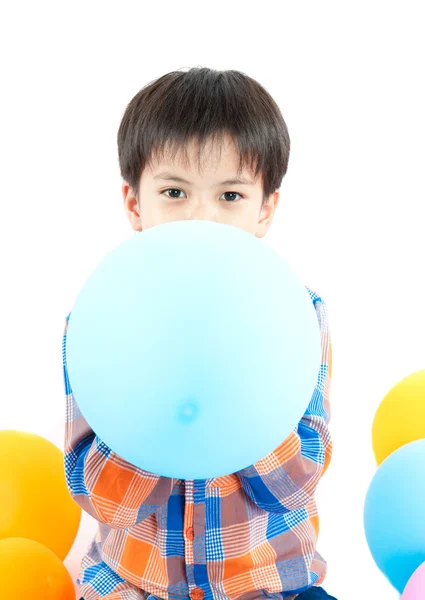 Pojke med ballonger — Stockfoto