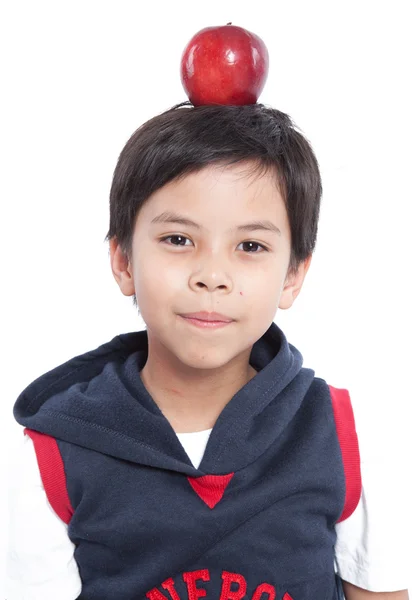 Boy with apple in his hand — Stock Photo, Image