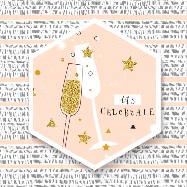 Altın kabarcıkları ile şampanya flüt