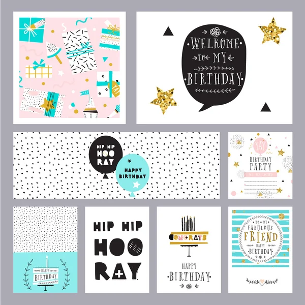 Conjunto de tarjetas de felicitaciones creativas — Vector de stock