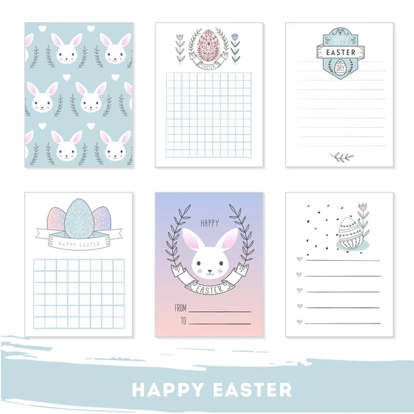 Conjunto de 6 tarjetas de Pascua creativas . — Vector de stock