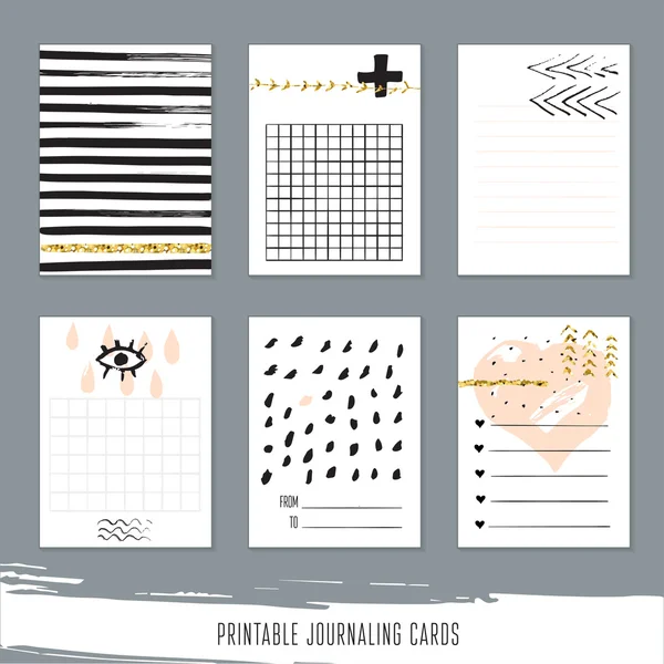 Set mit 6 kreativen Journalingkarten — Stockvektor