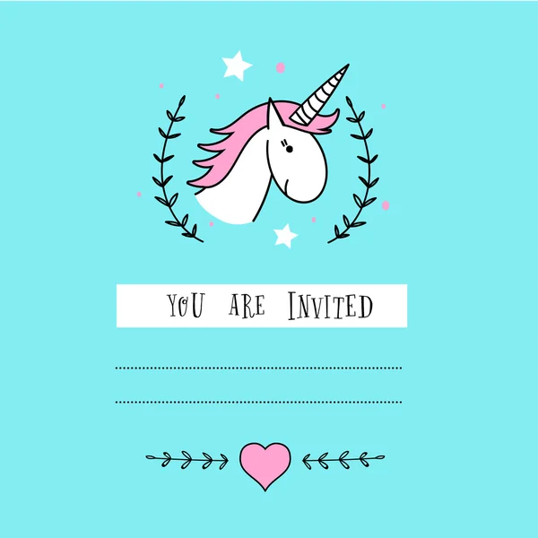 Creative universal unicorn card — Stock Vector