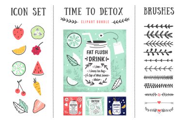 Detox posters and design elements.  clipart