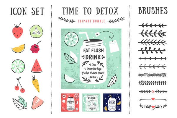 Cartazes e elementos de design Detox . —  Vetores de Stock