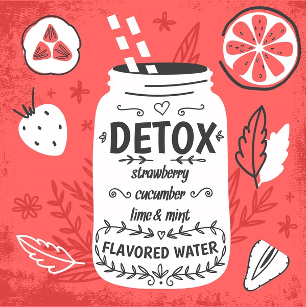 Detox a fat flush vízzel recept — Stock Vector