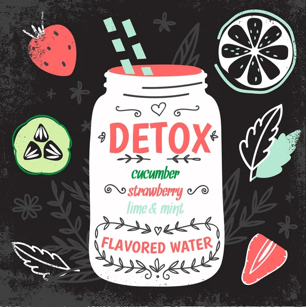 Detox fat flush water recipe — Stock Vector