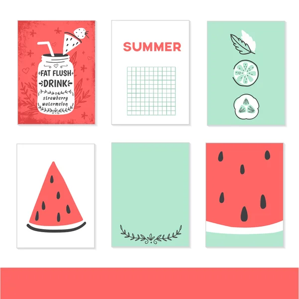 Set of 6 creative journaling cards. — Stock Vector