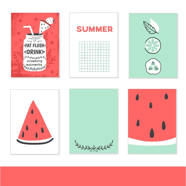 Conjunto de 6 tarjetas de diario creativas . — Vector de stock