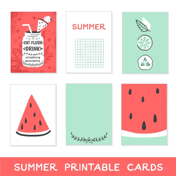 Carte stampabili estive . — Vettoriale Stock