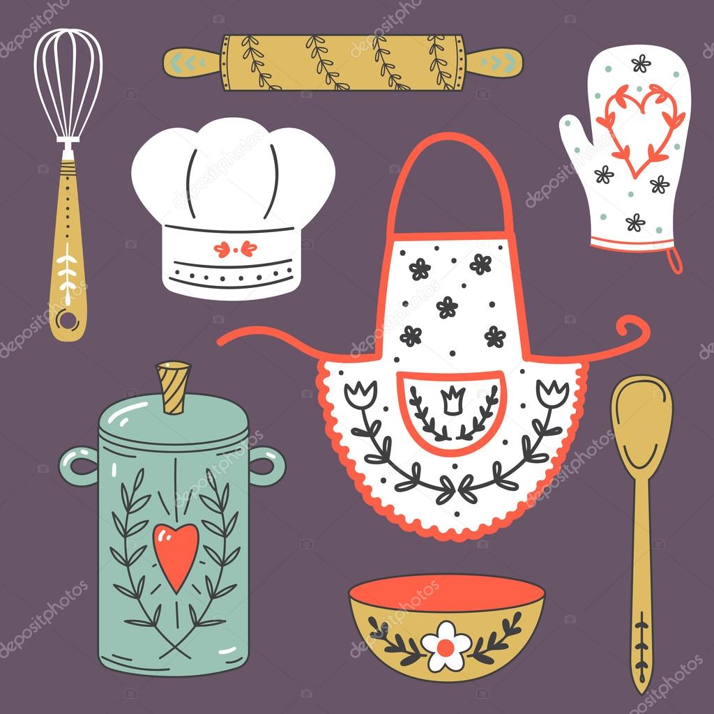 Colorful collection of baking items.
