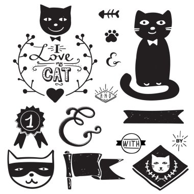 kedi ile Vintage etiketleri