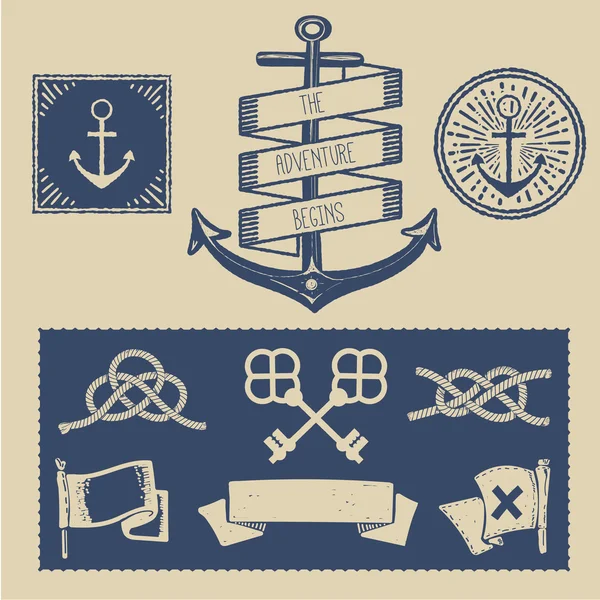 Set de insignias náuticas vintage — Vector de stock