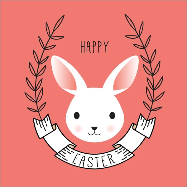 Velikonoční přání s roztomilý králík — Stockový vektor