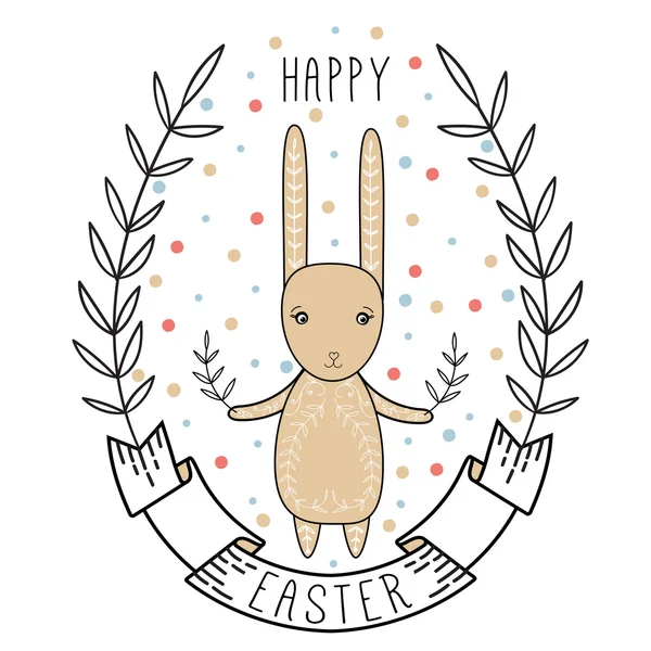 Tarjeta de Pascua con conejo lindo Gráficos vectoriales