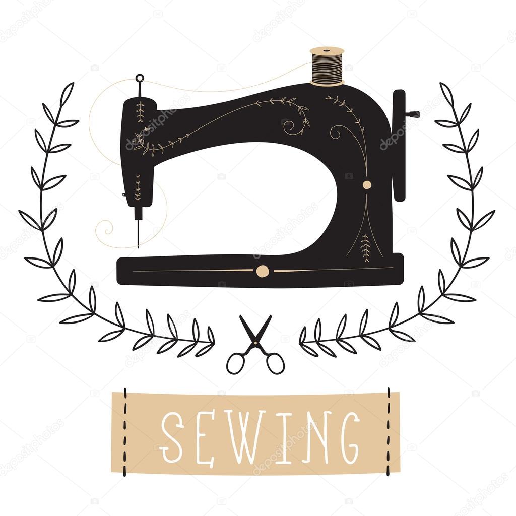 Vintage Sewing Machine vector Illustration