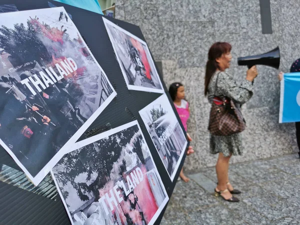 Brisbane Australya Nuvember 2020 Bir Grup Protestocu Tayland Başbakan Prayuth — Stok fotoğraf