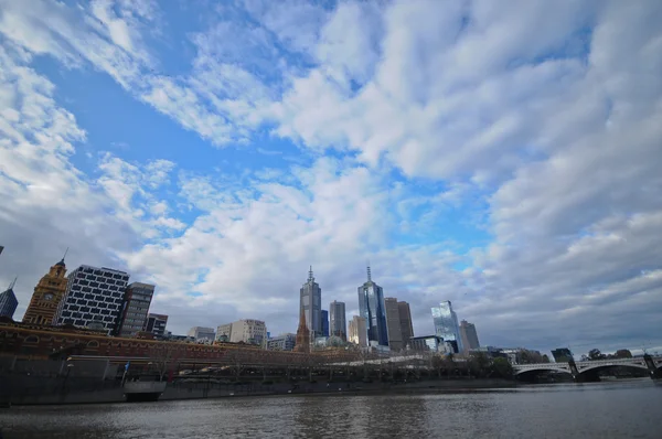 Vista panorámica de la ciudad de Melbourne Australia por la tarde — Foto de Stock