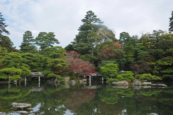 Jardin zen japonais paisible et étang à l'automne — Photo