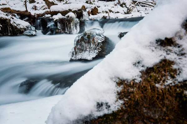 Flow River Frozen Landscape Frozen Rocks Frozen River — Stock Photo, Image