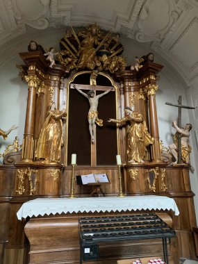 Stainz, Avusturya, 23 Haziran 2021. Avusturya 'nın Styria eyaletindeki Stainz Kalesi. Bugün Barok kompleksi Merano Kontlarına aittir. Eski manastır kilisesinin içi.