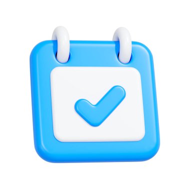 Beyaz arkaplanda izole edilmiş işaretli mavi 3B takvim simgesi