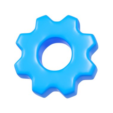 Tek bir mavi dişli tekerleğinin üç boyutlu çizimi ayarlar, yapılandırma, mekanik, mühendislik, sistem kontrolü, iş akışı ve teknik süreçleri sembolize eder