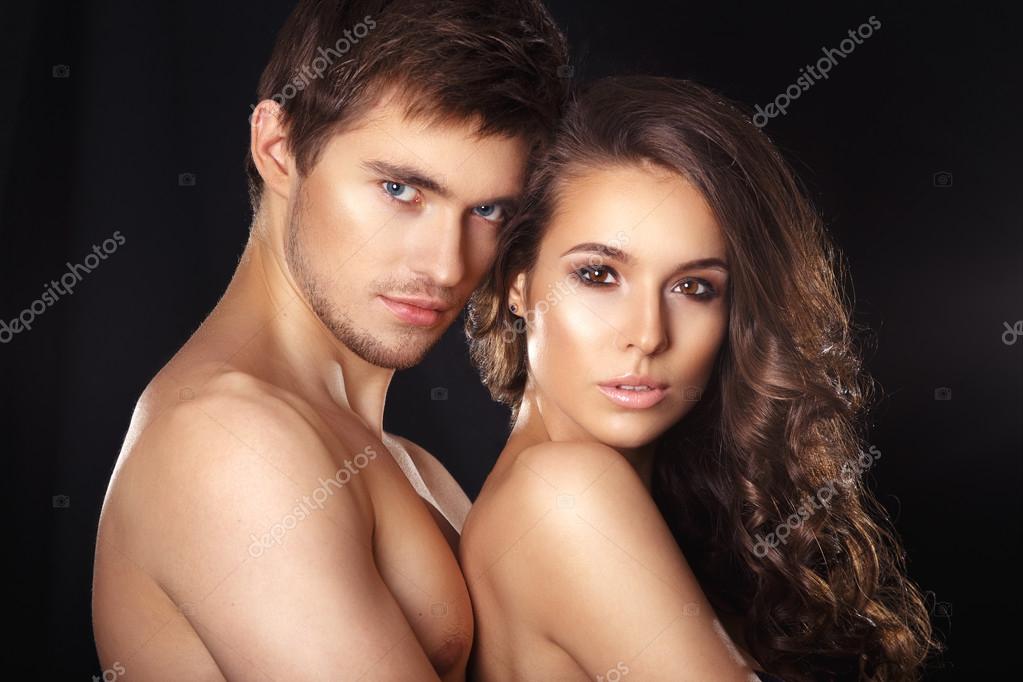 Kissing Couple Portrait Sexy Beauty Couple Portrait Of Happy Loving