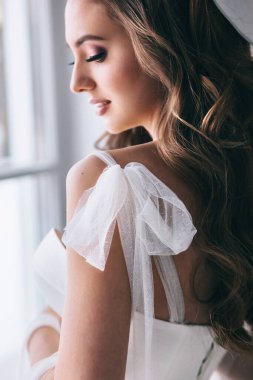 Gelinlik Detayları. Güzel gelin. Düğün günü.