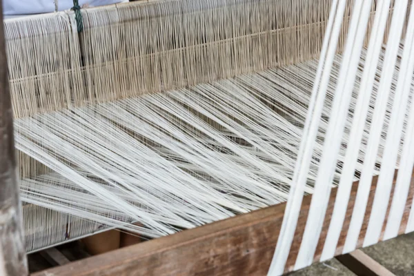 Part of loom white thread homemade — Stock Photo, Image